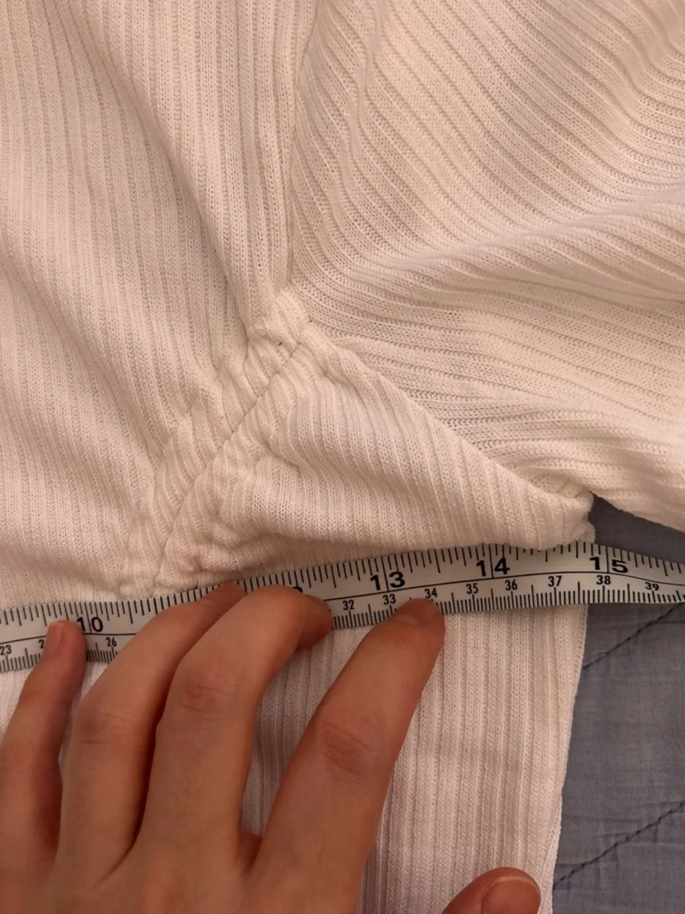 H&M White Ribbed Drawstring Top, Medium - Picture 4 of 6